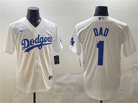 Men%27s Los Angeles Dodgers #1 Dad White Cool Base Stitched Jersey->kansas city royals->MLB Jersey